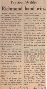 Newspaper article on CP Air PB Scotland wins 1976